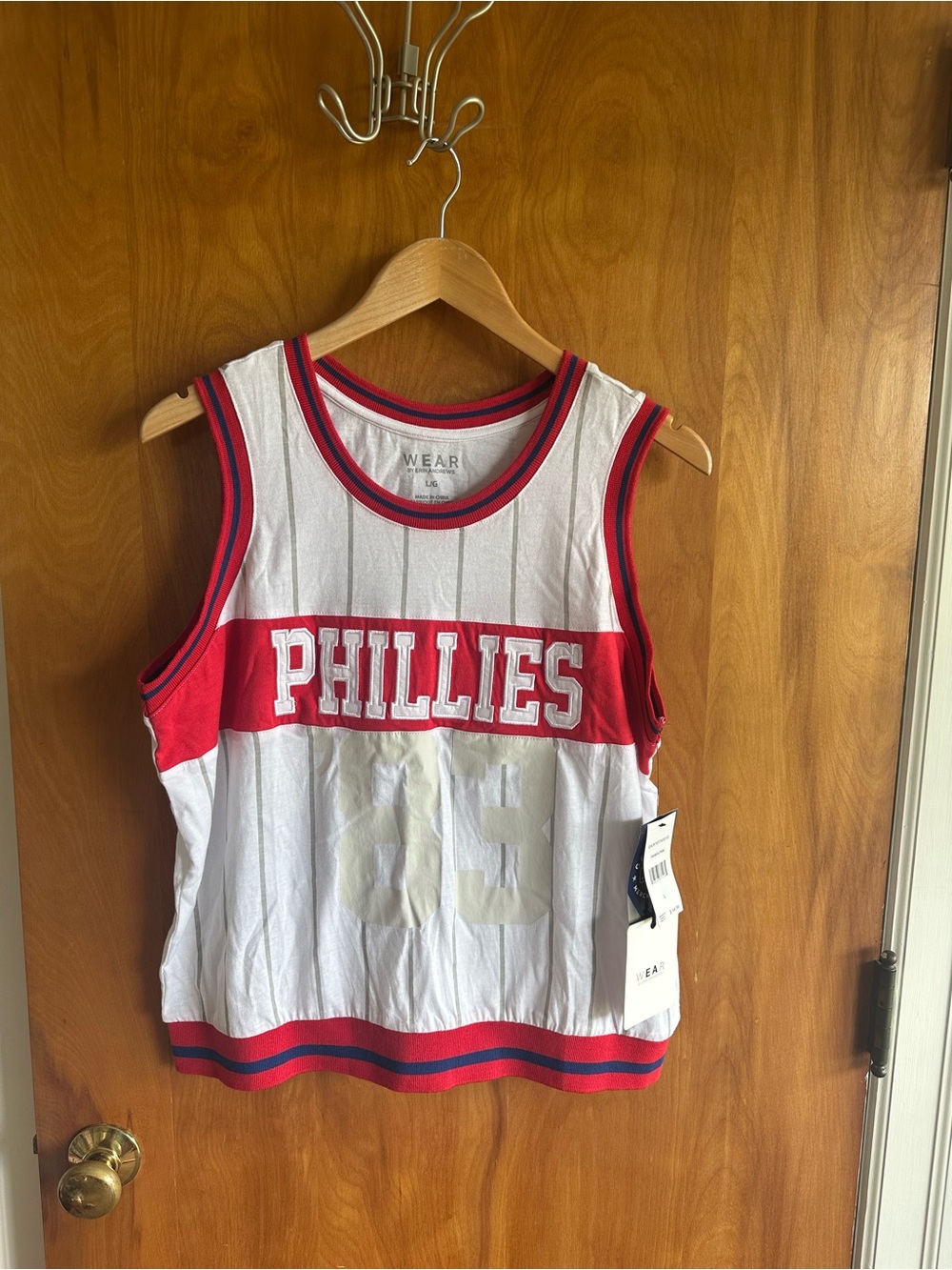 Phillies White & Red Sleeveless Jersey Tank Top
